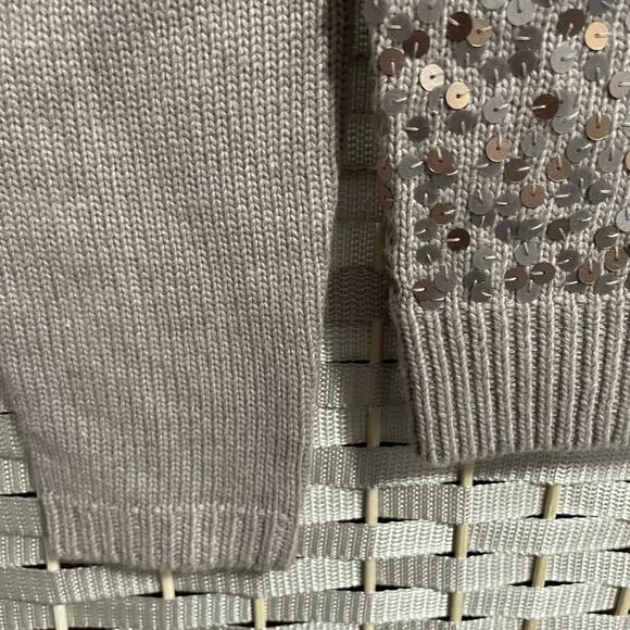 Ann Taylor Sequin Front Angora Cardigan Size M Taupe Wool Blend Snap Front NEW - Picture 6 of 10